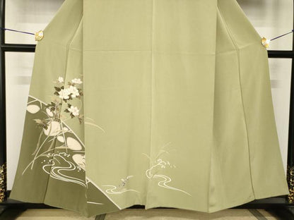 平和屋着物●訪問着　友禅　流水花文　正絹　逸品　AABI2430ck