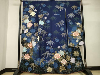 平和屋着物●豪華振袖　草花文　笹　暈し染め　金彩　正絹　逸品　AABI2434ck