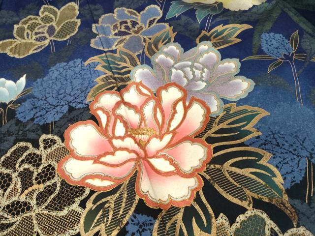 平和屋着物●豪華振袖　草花文　笹　暈し染め　金彩　正絹　逸品　AABI2434ck