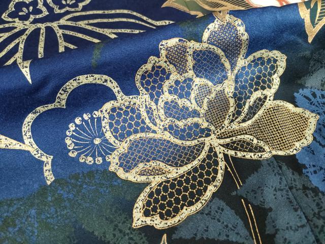 平和屋着物●豪華振袖　草花文　笹　暈し染め　金彩　正絹　逸品　AABI2434ck