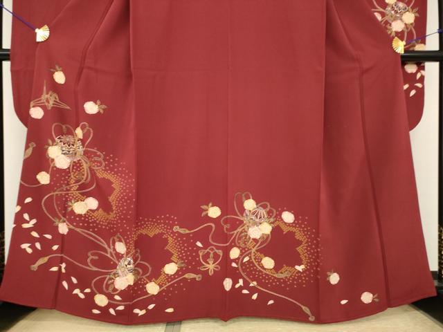 平和屋着物●豪華振袖　刺繍　花鞠文　金糸　正絹　逸品　AABI2435ck