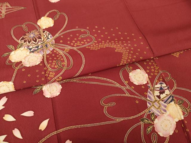 平和屋着物●豪華振袖　刺繍　花鞠文　金糸　正絹　逸品　AABI2435ck