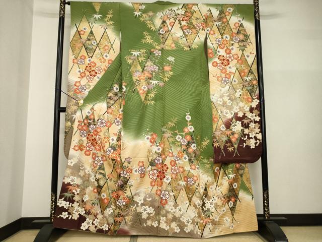 平和屋着物●豪華振袖　作家物　駒刺繍　花籬文　金彩　正絹　逸品　AABI2438ck