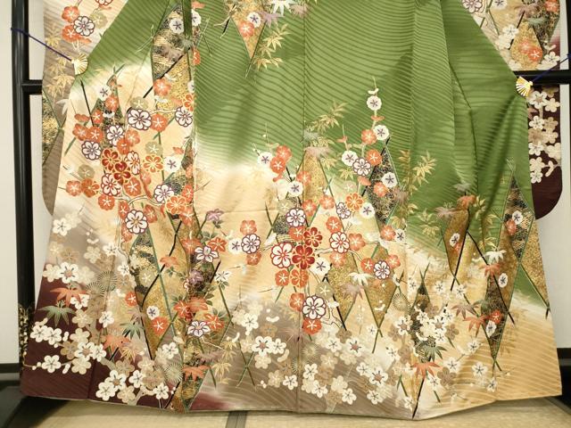 平和屋着物●豪華振袖　作家物　駒刺繍　花籬文　金彩　正絹　逸品　AABI2438ck