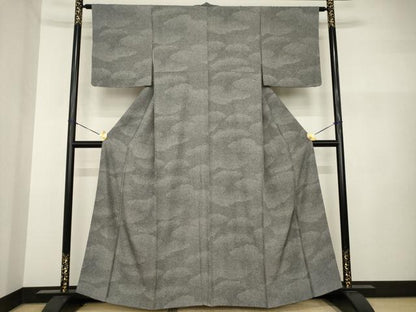 平和屋着物●江戸小紋　雲重ね文　黒地　正絹　逸品　AABI2440ck