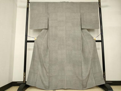 平和屋着物●上質な小紋　市松文　正絹　逸品　AABI2444ck