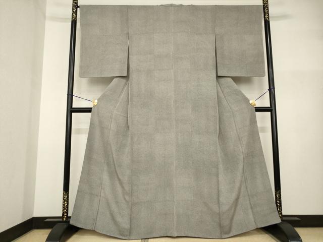 平和屋着物●上質な小紋　市松文　正絹　逸品　AABI2444ck