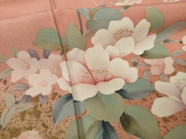 平和屋着物●訪問着　作家物　手描き　草花文　暈し染め　金彩　ロング丈　正絹　逸品　AABI2445ck