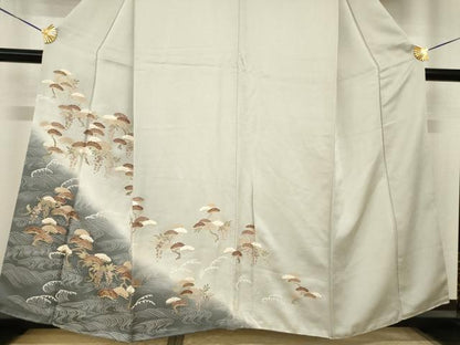平和屋着物●訪問着　駒刺繍　立波松文　暈し染め　金彩　正絹　逸品　AABI2448ck