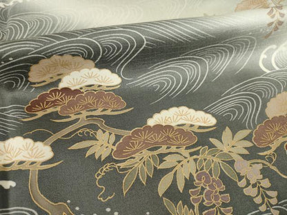 平和屋着物●訪問着　駒刺繍　立波松文　暈し染め　金彩　正絹　逸品　AABI2448ck