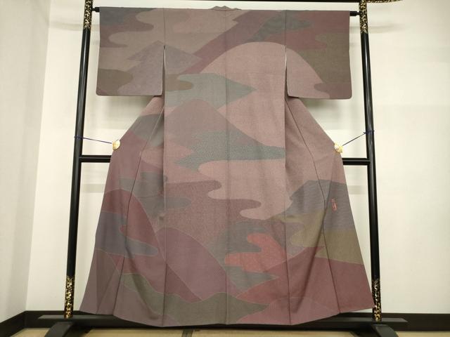 平和屋着物●重要無形文化財　人間国宝　中村勇二郎　江戸小紋　訪問着　エ霞遠山文　正絹　逸品　AABI2449ck