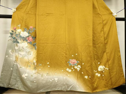 平和屋着物●訪問着　枝花文　暈し染め　金彩　正絹　逸品　AABI2450ck