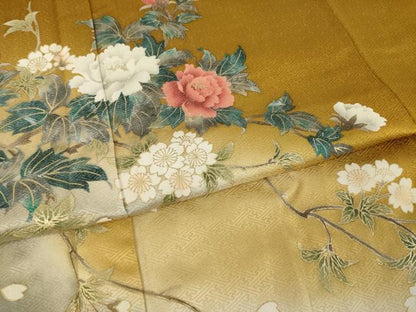 平和屋着物●訪問着　枝花文　暈し染め　金彩　正絹　逸品　AABI2450ck
