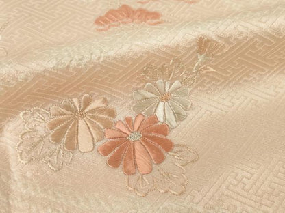 平和屋着物●訪問着　絞り　相良刺繍　流水枝花文　正絹　逸品　AABI2457ck