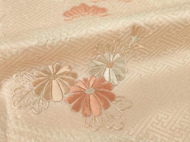 平和屋着物●訪問着　絞り　相良刺繍　流水枝花文　正絹　逸品　AABI2457ck