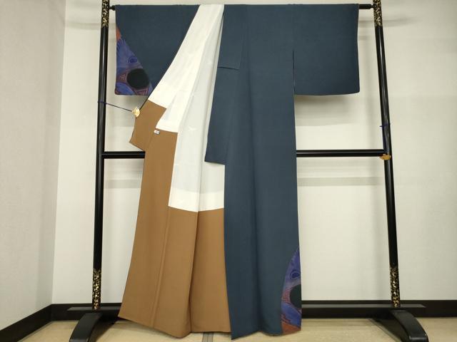 平和屋着物●世界的人形師　辻村寿三郎　ジュサブロー　訪問着　幾何学文　金彩　正絹　逸品　AABI2459ck