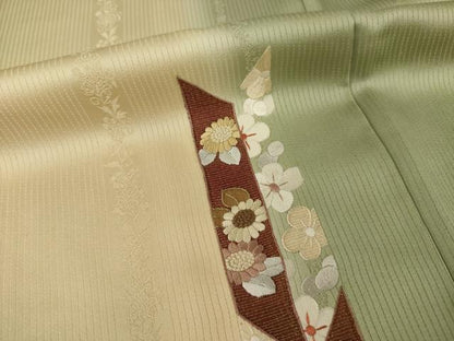 平和屋着物●訪問着　相良刺繍　矢羽花文　暈し染め　金彩　正絹　逸品　AABI2461ck