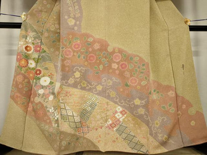 平和屋着物●京友禅の第一人者　松井青々　訪問着　雪輪重ね吉祥花文　正絹　逸品　AABI2463ck