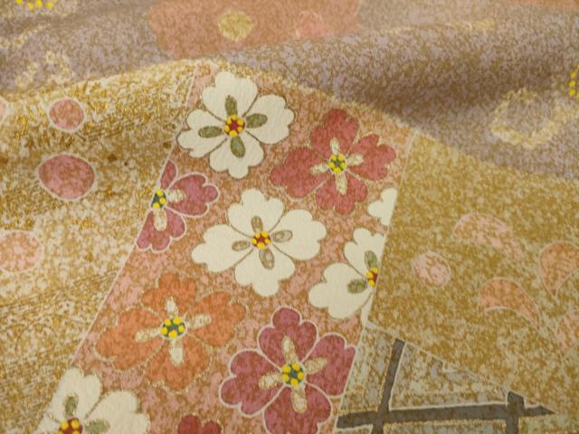 平和屋着物●京友禅の第一人者　松井青々　訪問着　雪輪重ね吉祥花文　正絹　逸品　AABI2463ck