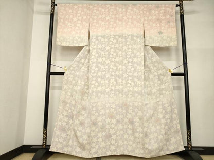 平和屋着物●訪問着　刺繍　葡萄蔦草文　暈し染め　正絹　逸品　AABI2464ck