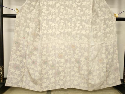 平和屋着物●訪問着　刺繍　葡萄蔦草文　暈し染め　正絹　逸品　AABI2464ck
