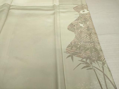 平和屋着物●訪問着　友禅　片輪車枝花文　暈し染め　金彩　正絹　逸品　AABI2468ck