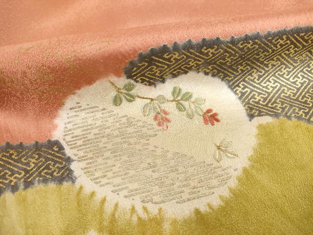 平和屋着物●訪問着　絞り　刺繍　鴛鴦吉祥花文　金彩　正絹　逸品　AABI2469ck