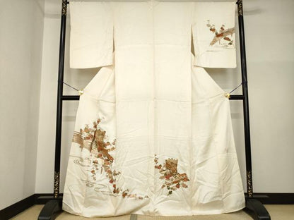 平和屋着物●漆工芸作家　金森一博　訪問着　御所車花文　金彩　正絹　逸品　AABI2470ck