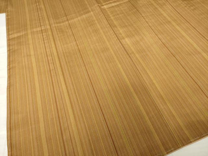 平和屋着物●秋田黄八丈　紬　草木染　縞　正絹　逸品　未使用　AABI2471ck