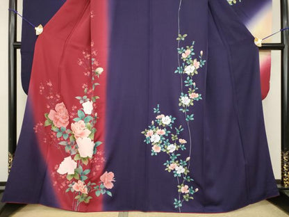 平和屋着物●豪華振袖　草花文　暈し染め　金彩　さが美扱い　正絹　逸品　AABI2474ck