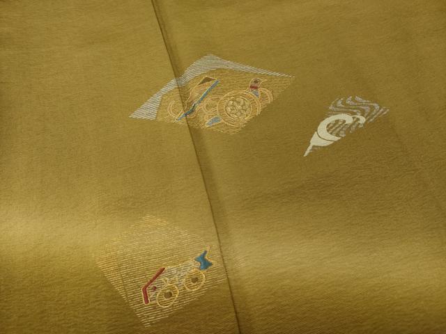 平和屋着物●訪問着　刺繍　玩具文　金銀彩　正絹　逸品　AABI2475ck
