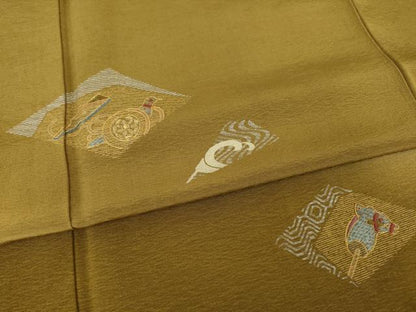 平和屋着物●訪問着　刺繍　玩具文　金銀彩　正絹　逸品　AABI2475ck