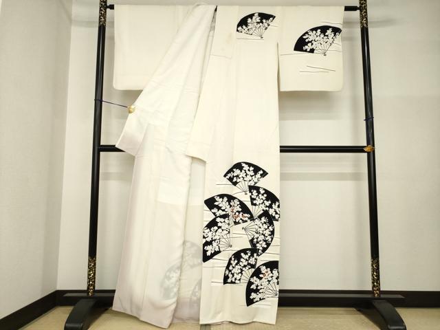 平和屋着物●訪問着　扇面花文　正絹　逸品　AABI2476ck