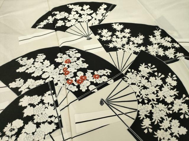 平和屋着物●訪問着　扇面花文　正絹　逸品　AABI2476ck