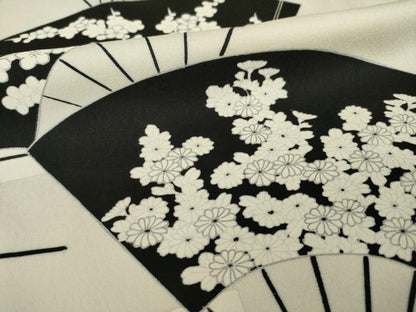平和屋着物●訪問着　扇面花文　正絹　逸品　AABI2476ck