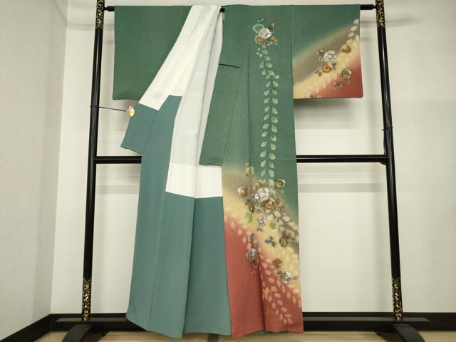 平和屋着物●訪問着　辻が花　暈し染　金彩　正絹　逸品　AABI2478ck