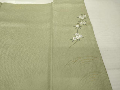 平和屋着物●豪華色留袖　友禅　吉祥飛鶴花文　松　金彩　正絹　逸品　AABI2480ck