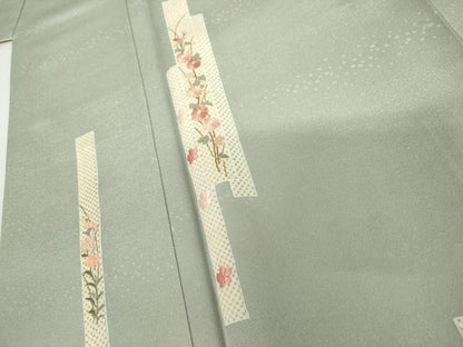 平和屋着物●訪問着　刺繍　短冊草花文　金糸　正絹　逸品　AABI2481cs