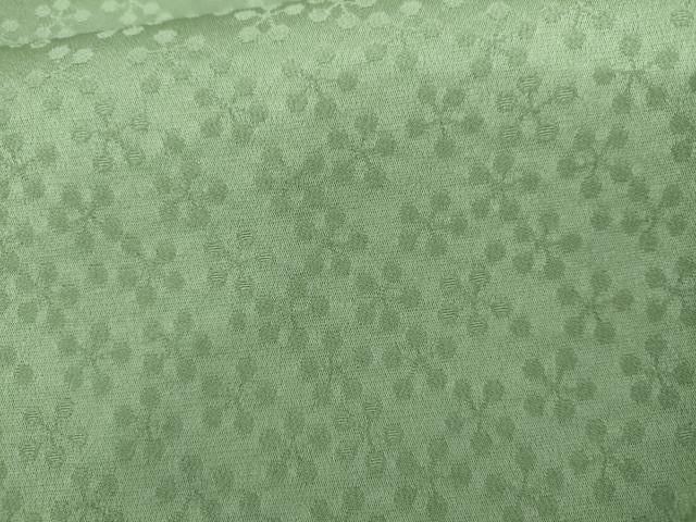 平和屋着物●上質な色無地　舞花地紋　若緑色　正絹　逸品　AABI2482cs