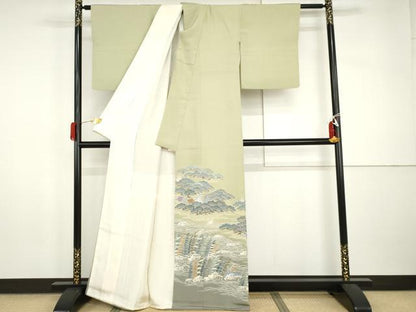 平和屋着物●東京友禅　熊崎和人　色留袖　立波松文　暈し染め　金彩　大丸扱い　正絹　逸品　AABI2485cs
