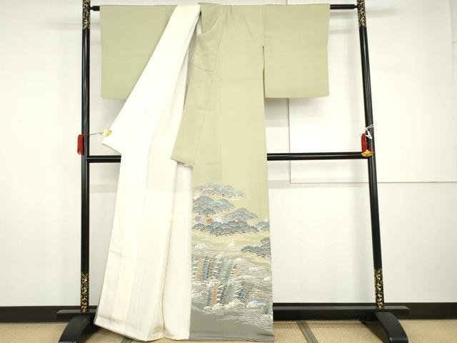 平和屋着物●東京友禅　熊崎和人　色留袖　立波松文　暈し染め　金彩　大丸扱い　正絹　逸品　AABI2485cs