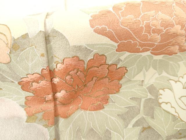 平和屋着物●訪問着　友禅　刺繍　道長草花文　金彩　正絹　逸品　AABI2486cs