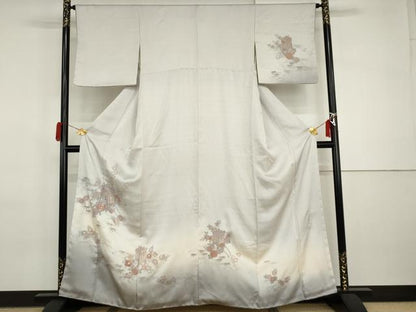 平和屋着物●訪問着　蘇州汕頭刺繍　御所車花文　暈し染め　正絹　逸品　AABI2489cs