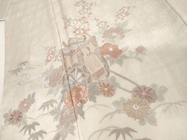 平和屋着物●訪問着　蘇州汕頭刺繍　御所車花文　暈し染め　正絹　逸品　AABI2489cs