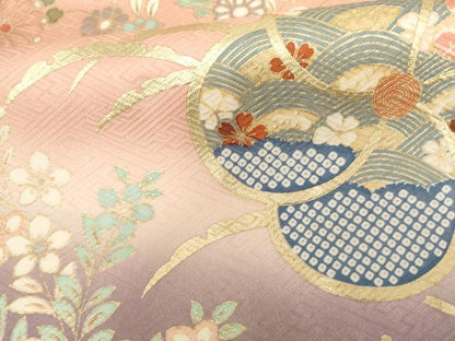 平和屋着物●豪華振袖　駒刺繍　雪芝にねじ梅　暈し染め　金彩　正絹　逸品　AABI2490cs