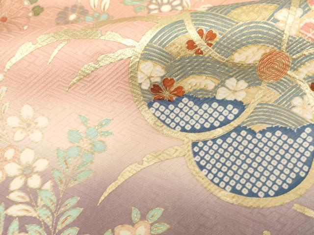 平和屋着物●豪華振袖　駒刺繍　雪芝にねじ梅　暈し染め　金彩　正絹　逸品　AABI2490cs