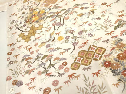 平和屋着物●訪問着　駒刺繍　松竹梅飛鶴文　金彩　正絹　逸品　未使用　AABI2494cs