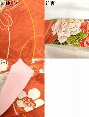 平和屋着物●アンティーク　大正ロマン　花丸文　金彩　正絹　逸品　AABI2495cs