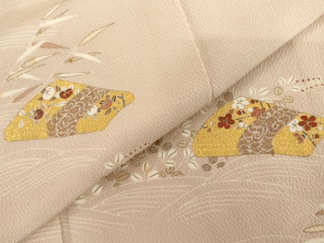 平和屋着物●豪華色留袖　友禅　花文箱　金彩　鬼しぼ縮緬　さが美扱い　正絹　逸品　AABI2497cs