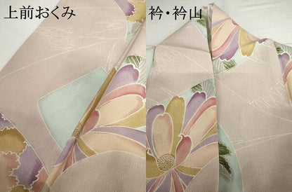 平和屋着物●上質な小紋　地紙花文　鬼しぼ縮緬　正絹　逸品　AABI2499cs